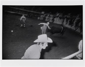 GARRY WINOGRAND (1928-1984) Castle Rock, Colorado * Bull, cowboy, rodeo clowns * Horse and two cowboys.